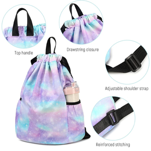 Wholesale Sublimation Drawstring <b>Bags</b> Polyester Custom Logo Gym Backpack Sports Travel Promotional <b>String</b> <b>Bag</b> - Product Image 4
