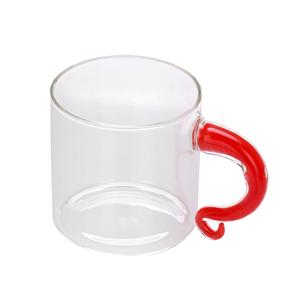 Elegante taza plana de una sola pared de 230ml con mango de frita-Vidrio de borosilicato hecho a mano para sorber elegante - Product Image 1