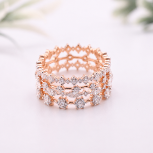 Ensemble de bagues empilables en or rose avec diamants de laboratoire, quatre pièces, alliance éternité, taille marquise, cadeau de fête, bijoux pour femme - Product Image 2