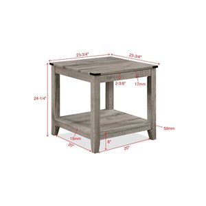 <b>Rustic</b> Gray Brown Wooden Rectangular <b>Coffee</b> <b>Table</b> with Two Matching Square End <b>Tables</b> 3 Piece Cocktail Set for Living Room - Product Image 6