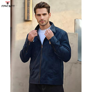 Blousons en cuir pour hommes, couleur unie, décontractés, style streetwear, nouveaux, élégants, confortables, respirants, coupe-vent, en toile, vente en gros sur mesure - Product Image 3