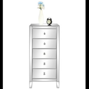 Cassettiera FCH in Argento con Cinque Cassetti e Grande Specchio, Utilizzabile come Comodino o Toeletta - Product Image 4