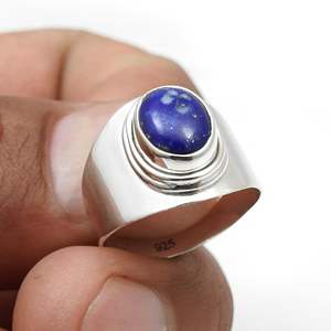 High Quality Original 925 Sterling Silver <b>Ring</b> With Oval Cut <b>Lapis</b> <b>Lazuli</b> Gemstone GRA Certified Wholesale Bohemian Jewelry - Product Image 3