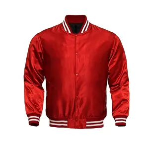 2024 New Fashion Style Satin Varsity Jacket Embroidery Baseball Letterman Varsity Jacket