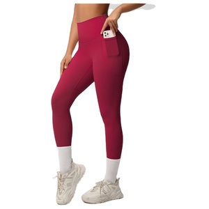 Leggings de sport pour femmes avec logo personnalisé, dos en V, taille haute, sans couture, pour la remise en forme et le yoga - Product Image 2