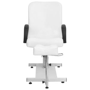 Sillón de Barbería Mediano en Hierro, con Tapicería de Cuero Sintético Blanco y Negro, Silla de Salón de Belleza - Product Image 2