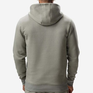 Sweat-shirt à capuche gris pour homme, manches longues, couleur unie, coupe décontractée, 100 % coton, poids moyen, pour l'automne, fermeture à cordon - Product Image 1