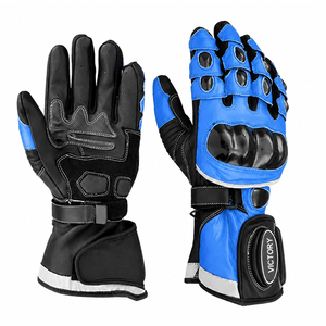 Blue Carbon Fiber Motorcycle Racing <b>Gloves</b> with Hard Knuckle Protection for Men & Women - Product Image 1