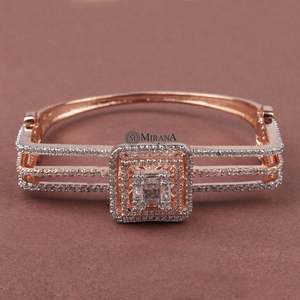 Square Topped Classic Bangle Bracelet for Wedding Gift Party Anniversary - Product Image 2