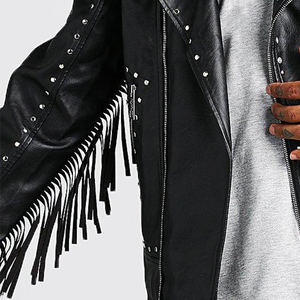 Best Looking OEM Service Men's Winter Casual <b>Fringe</b> Leather Jacket High Quality Genuine Style Stand Collar <b>Fringe</b> Leather Jacket - Product Image 4