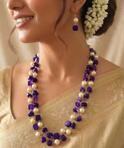 <b>Pearl</b> Necklace and Earring <b>Set</b> for Women & Girls Traditional Layered Rani Haar Silver Plated Brass Wedding <b>Jewelry</b> Party Fashion - Product Image 3
