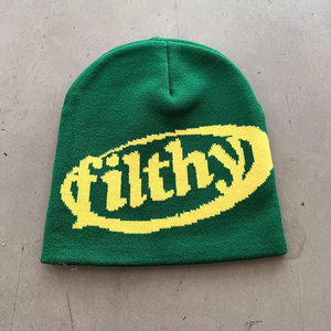 Filthy Brand Beanie <b>Hat</b> Unisex Street Style Knit Winter Cap Colorful Embroidery Letter Pattern Adult - Product Image 6