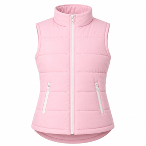 New Premium Quality Women's Pink <b>Quilted</b> Puffer Vest Stand Collar Breathable Polyester/Nylon Zipper Closure Sleeveless Casual - Product Image 1