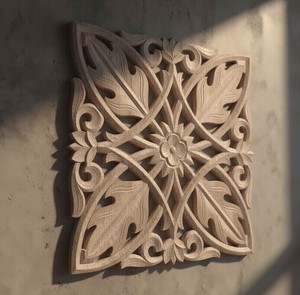 Traditional Square Design MDF Wall Decal for Home <b>Decor</b> Living Room Hanging Accent - Product Image 3