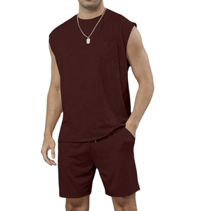 Professional Athletic Training Wear Lightweight Material Quick Dry Breathable Design For Gym Men Sleeveless T Shirt Short <b>Set</b> - Product Image 1
