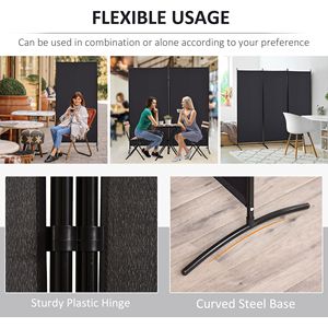 Divisorio per Stanza Tradizionale a 3 Pannelli da 6 Piedi, Schermo per Privacy Interno per Casa, Autoportante, Pieghevole, in MDF Traslucido e Ferro Nero - Product Image 6