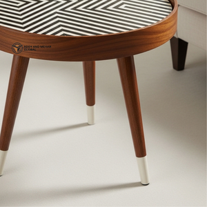 Traditional Hand-Painted Meena Wooden <b>Stool</b> Decorative Round Side <b>Table</b> <b>with</b> Mandala Art Ethnic Indian Style for Home Decor - Product Image 4