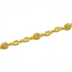 Pulsera de Cadena de Latón Chapada en Oro Micro de 14K, 18K, 24K al por Mayor, Joyería de Moda para Mujer, Pulsera con Diseño de Eslabones Hexagonales Geométricos - Product Image 3