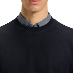 Men's <b>Black</b> <b>Crew</b> <b>Neck</b> Pullover Knitted <b>Sweatshirt</b> Regular Fit Solid Color Casual Autumn Wear Men Heavyweight 220GSM Polyester - Product Image 6