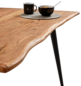 Mesa de Comedor Cuadrada de Madera de Acacia Sólida Hecha a Mano, Ecológica, con Patas de Metal, Diseño Moderno para Hogar, Cocina, Restaurante - Product Image 6