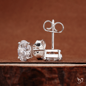 1 Ct Each Oval Cut Lab Grown Diamond <b>Stud</b> Earrings Prong Set 925 Sterling <b>Silver</b> IGI Certified Elegant Statement - Product Image 3