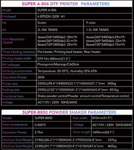 Imprimante DTF 80 cm à 6 têtes <span class=keywords><strong>Epson</strong></span> I3200 5 ou 9 couleurs pour impression sur film PET avec four à secoueur de poudre automatique - Product Image 3