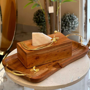Wooden Household Home Decor <b>Table</b> <b>Desk</b> Napkin Paper Box Office Organizer and Facial Tissue Storage for Home and Office Use - Product Image 1