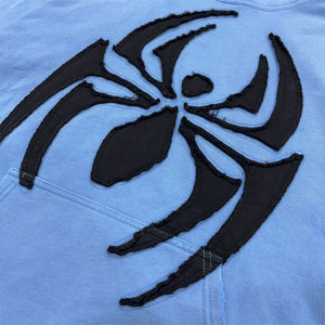 Sudadera con Capucha Unisex Extra Grande, Color Azul Claro, Logotipo de Araña/Leopardo, Bolsillo Delantero, Felpa Francesa de Algodón, ODM Personalizado, Ropa Casual de Otoño - Product Image 4