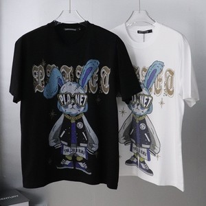 Camiseta de Verano para Hombre, Cuello Redondo, Estampado de Diamantes de Imitación, Algodón, Manga Corta, Talla Grande - Product Image 3