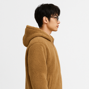 Chaqueta con Capucha y Cierre de Cremallera de Forro Polar – Textura Sherpa Ultrasuave, Cálida y Ligera, Estilo Urbano Moderno y Minimalista - Product Image 2