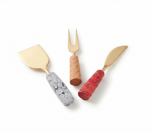 Modern <b>Cheese</b> <b>Knife</b> <b>Set</b> With Marble Resin Handles And Copper Blades Durable Dishwasher Safe For Kitchenware And Hotel Use - Product Image 3