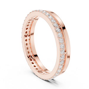 Luxury Rose Gold Plated Eternity Band Ring with Round Cut Crystal <b>Stones</b> Minimalist Stackable Fashion Jewelry - Product Image 4