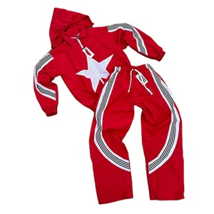 Conjunto Deportivo Personalizado con Capucha, Bordado e Impreso, de Poliéster/Algodón, Chaqueta con Cordón, Pantalones Deportivos con Franjas Laterales, para Gimnasio y Correr, Invierno - Product Image 1