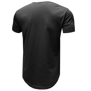 T-shirt en coton slim fit pour homme, couleur unie, col rond, sport, fitness, manches courtes déchirées, vente en gros en stock - Product Image 4