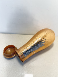 Premium Full Hammered Pure Copper Bedside Carafe Jar 1500ml Handcrafted Dimpled Copper <b>Pot</b> Luxury Wellness Metal Drinkware <b>Set</b> - Product Image 3
