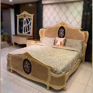 French Style <b>Antique</b> Design Hand Curved Tufted Bedroom Furniture Leather Panel Bedroom Set for Villa Hotel Apartment - Product Image 6