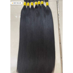 Extensions de cheveux naturels indiens Remy noirs lisses pour coiffures quotidiennes élégantes, longue durée, qualité supérieure, sans trame, double trame machine - Product Image 4
