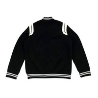 Veste universitaire noire pour homme avec bordure blanche, style preppy, veste en molleton, veste de sport, vêtement d'automne, coupe classique, col rabattu