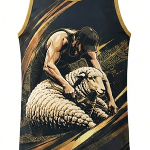 Professional Custom <b>Sheep</b> <b>Shearing</b> Singlet Full Sublimation Printing Durable Performance Work Apparel - Product Image 6