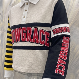 Camiseta de Béisbol Snowgrace de Manga Larga a Rayas, Cuello Camisero, Corte Regular, Unisex para Adultos, Transpirable, de Poliéster, para Todas las Temporadas - Product Image 5