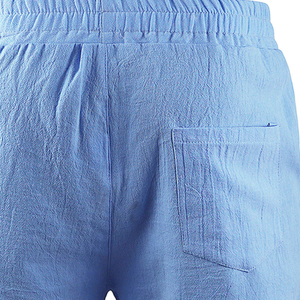 Pantalones Cortos de Lino y Algodón para Hombre, Casuales, con Cordón Ajustable, Cintura Elástica, para Playa, Verano, Transpirables, Corte Holgado - Product Image 6