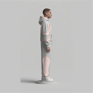 Conjunto Deportivo Personalizado para Hombre, de Felpa Técnica Gruesa, con Sudadera con Cierre y Paneles Curvos en 3D y Pantalones Deportivos de Pierna Ancha - Product Image 3