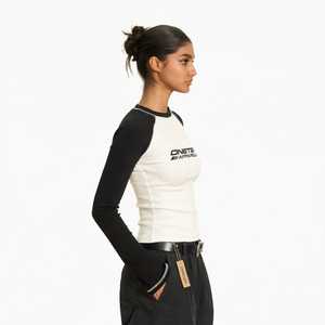 ONETEN APPARELS T-shirt décontracté pour femme à manches raglan courtes, coupe ample, col rond, en coton respirant, collection automne - Product Image 4