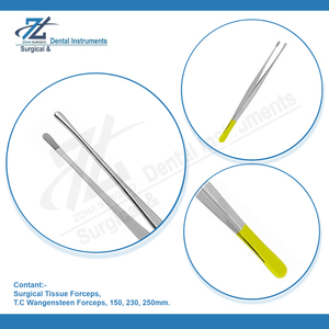 Pinces chirurgicales micro-dentaires Adson 12 cm en acier inoxydable TC, pinces plates, instrument manuel, emballage en sachet, CE - Product Image 3