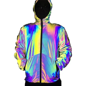 Veste OEM à effet iridescent et changeant de couleur avec capuche pour hommes et femmes - Coupe-vent imperméable élégant pour un style streetwear décontracté - Product Image 1