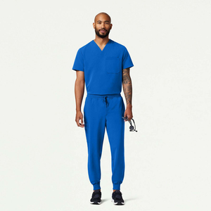 <b>Scrubs</b> Uniform Spandex Woven Fabric Custom Logo Seamless Fusing Short Sleeved Medical Hospital <b>Scrub</b> <b>Sets</b> Men High Quality - Product Image 1