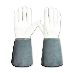 Gants de sécurité industriels robustes les plus populaires pour le soudage TIG, à manchette longue, en cuir de chèvre et croûte de cuir de vache, protection anti-coupure pour les mains - Product Image 1