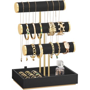Gold Metal Jewelry Organizer Stand with <b>Tray</b> for Necklaces Bracelets and <b>Perfume</b> Storage - Product Image 5