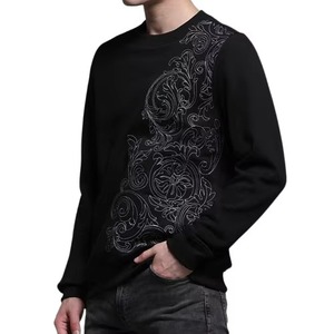 Best Selling Regular Fit Men's 100% Cotton Autumn Rhinestone Sweatshirt Casual Wear Comfortable - Product Image 3