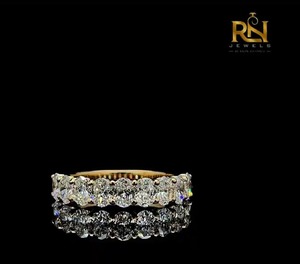 Oval Cut Lab Grown Diamond Half Eternity Band Solid Gold Shared Prong <b>Stacking</b> <b>Ring</b> Women OEM ODM Wholesale B2B Supply - Product Image 2